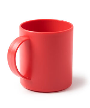 ceramic mug with smooth matte finish and curved handle.