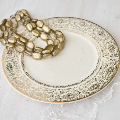 Gold Filigree Plate for Photo Prop, Antique Decoration, or Mosaic