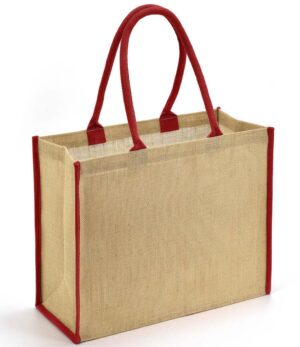 Natural & Red Promotional Jute Bag