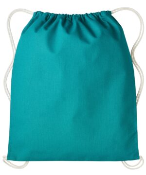 Teal Cotton Drawstring Bag