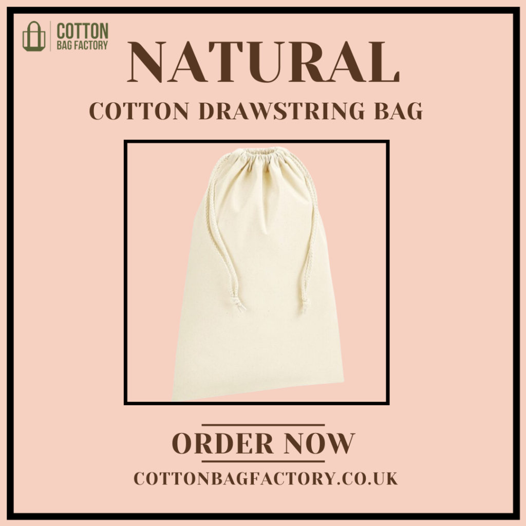 Natural cotton drawstring bag